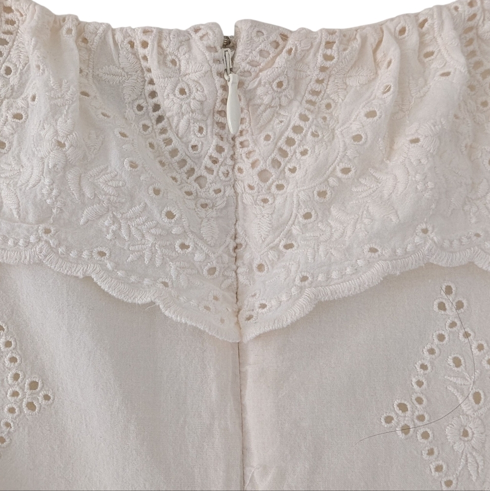 LAUREN Ralph Lauren White Eyelet Ruffle Sleeveless Midi Dress Size 12 Made India - Picture 9 of 15